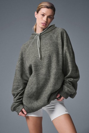 Alo Yoga Triumph Donna Felpa con Cappuccio Grigie | Italia TNH-530674