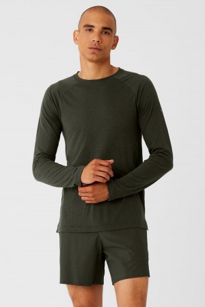 Alo Yoga Triumph Long Sleeve Uomo Tee Verdi | Italia NUX-170496