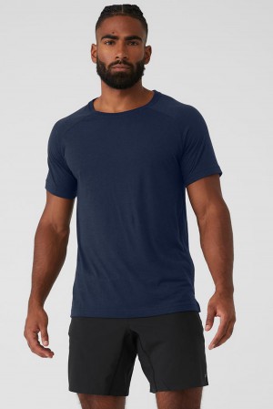 Alo Yoga Triumph Raglan Uomo Tee Blu Marino | Italia BOH-621840