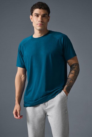 Alo Yoga Triumph Raglan Uomo Tee Blu | Italia EVB-576239