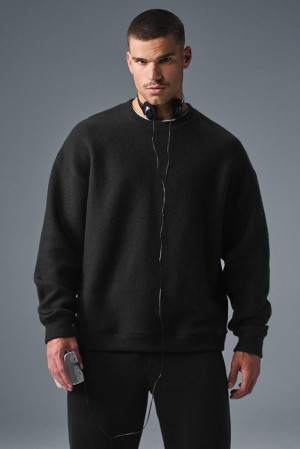 Alo Yoga Triumph Restore Crew Neck Uomo Felpa Nere | Italia PZD-082596