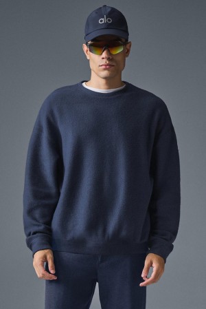 Alo Yoga Triumph Restore Crew Neck Uomo Felpa Blu Marino | Italia GDN-431620