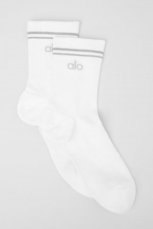 Alo Yoga Unisex Half-Crew Performance Donna Sock Bianche | Italia HTL-594703