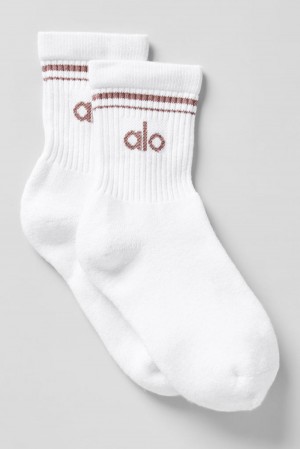 Alo Yoga Unisex Half-Crew Throwback Donna Sock Bianche | Italia DVX-104258