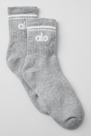 Alo Yoga Unisex Half-Crew Throwback Uomo Sock Grigie Bianche | Italia TKJ-097852