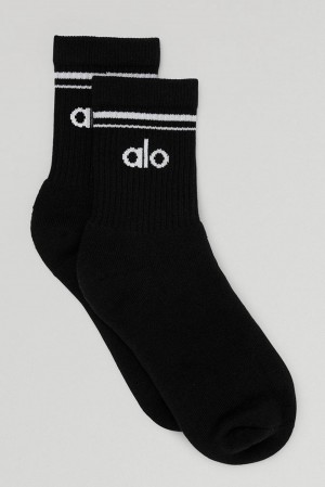 Alo Yoga Unisex Half-Crew Throwback Uomo Sock Nere Bianche | Italia MHT-916573