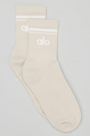Alo Yoga Unisex Half-Crew Throwback Uomo Sock Bianche | Italia BQV-659740