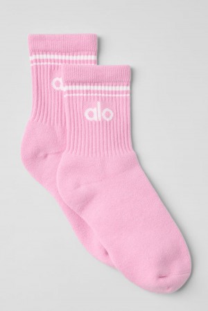 Alo Yoga Unisex Half-Crew Throwback Uomo Sock Rosa Bianche | Italia OWF-615793