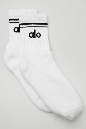 Alo Yoga Unisex Half-Crew Throwback Uomo Sock Bianche Nere | Italia LCS-824675