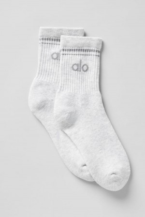 Alo Yoga Unisex Half-Crew Throwback Uomo Sock Bianche Grigie | Italia WFB-358109