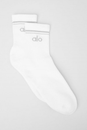 Alo Yoga Unisex Half-Crew Throwback Uomo Sock Bianche Titanium | Italia QSV-310956
