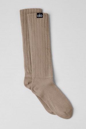 Alo Yoga Unisex Scrunch Donna Sock Gravel | Italia NBR-710236