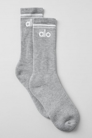 Alo Yoga Unisex Throwback Uomo Sock Grigie Bianche | Italia ZDR-120735