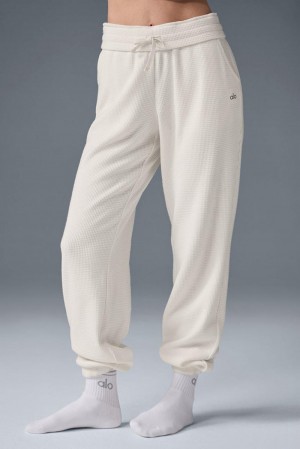Alo Yoga Waffle Weekend Escape Donna Pantaloni Jogger Ivory | Italia VJO-509431