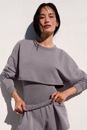 Alo Yoga Washed Extreme Cropped Donna Pullover Grigie Lavaggio | Italia NKV-496738