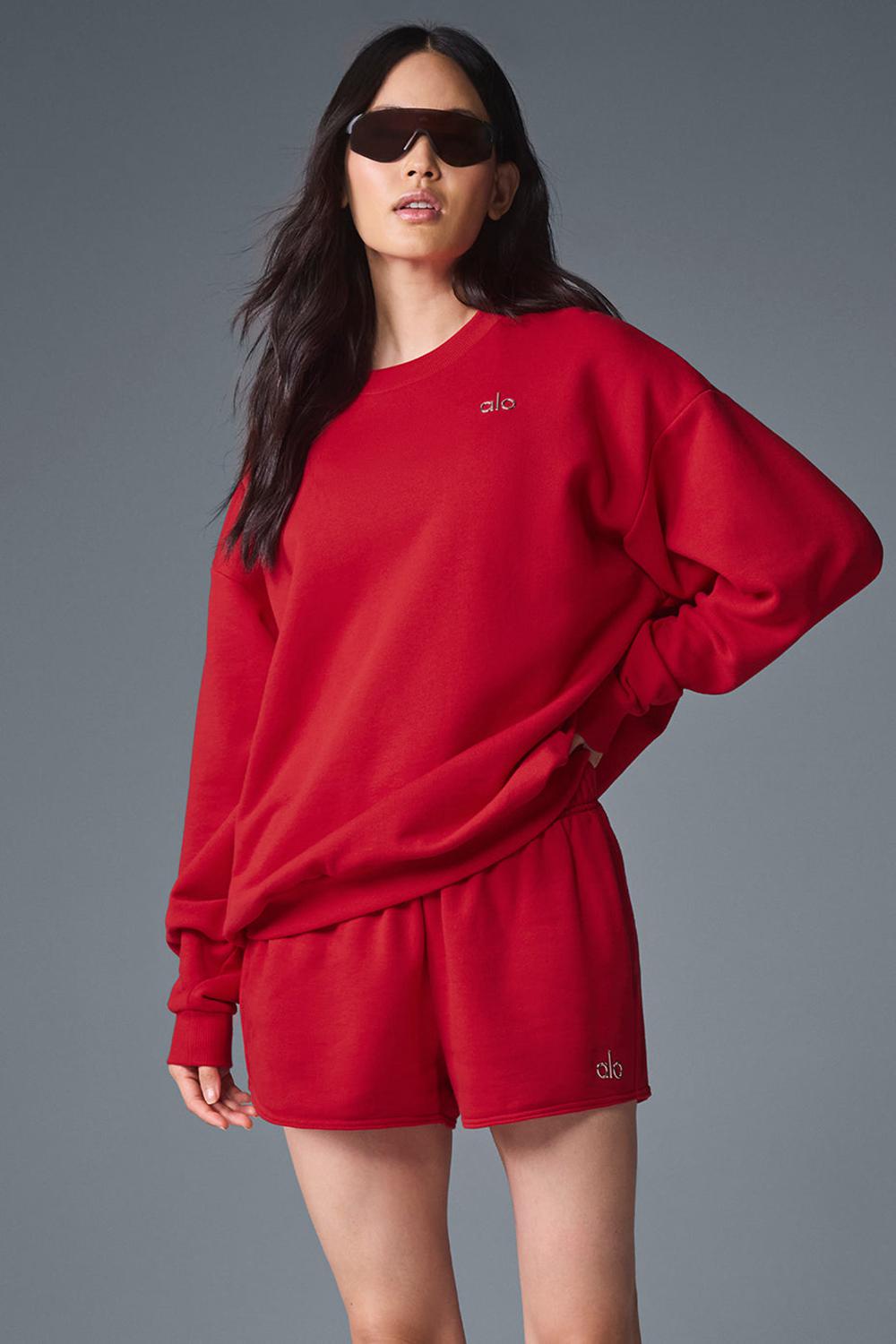 Alo Yoga Accolade Crew Neck Donna Pullover Rosse | Italia  RJG-529108