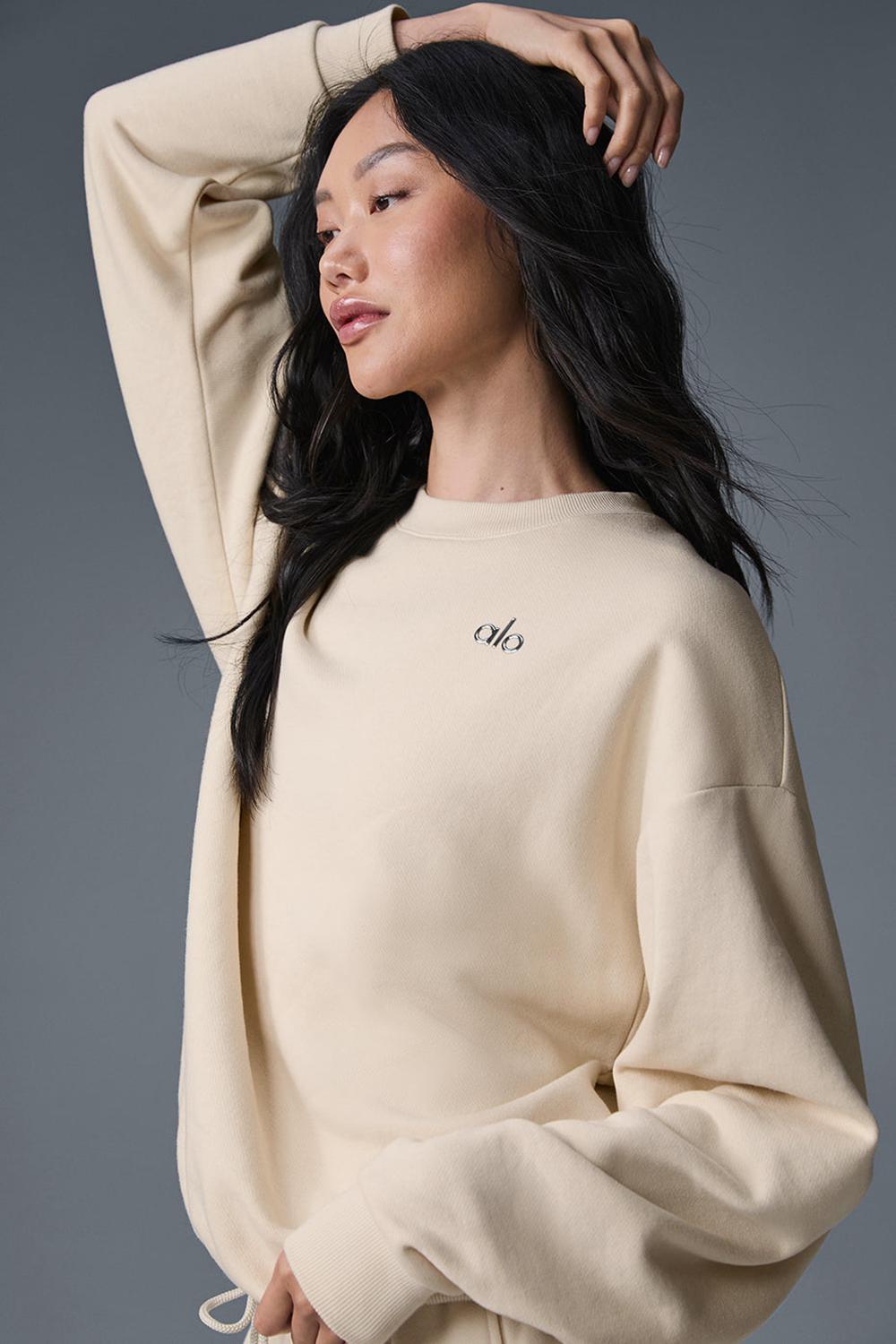 Alo Yoga Accolade Crew Neck Donna Pullover Oat Milk | Italia  HUS-316094