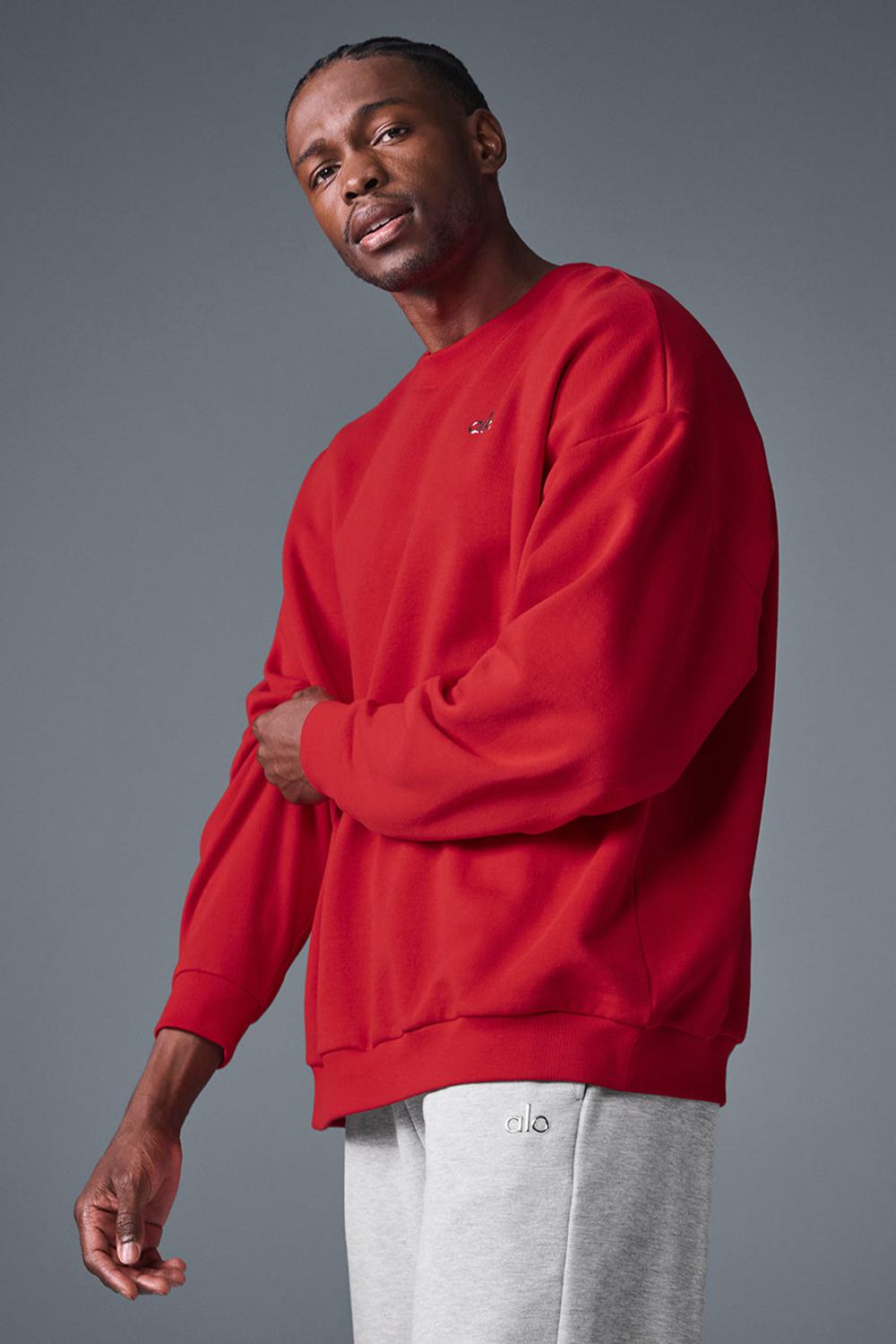 Alo Yoga Accolade Crew Neck Uomo Pullover Rosse | Italia  LAK-730194