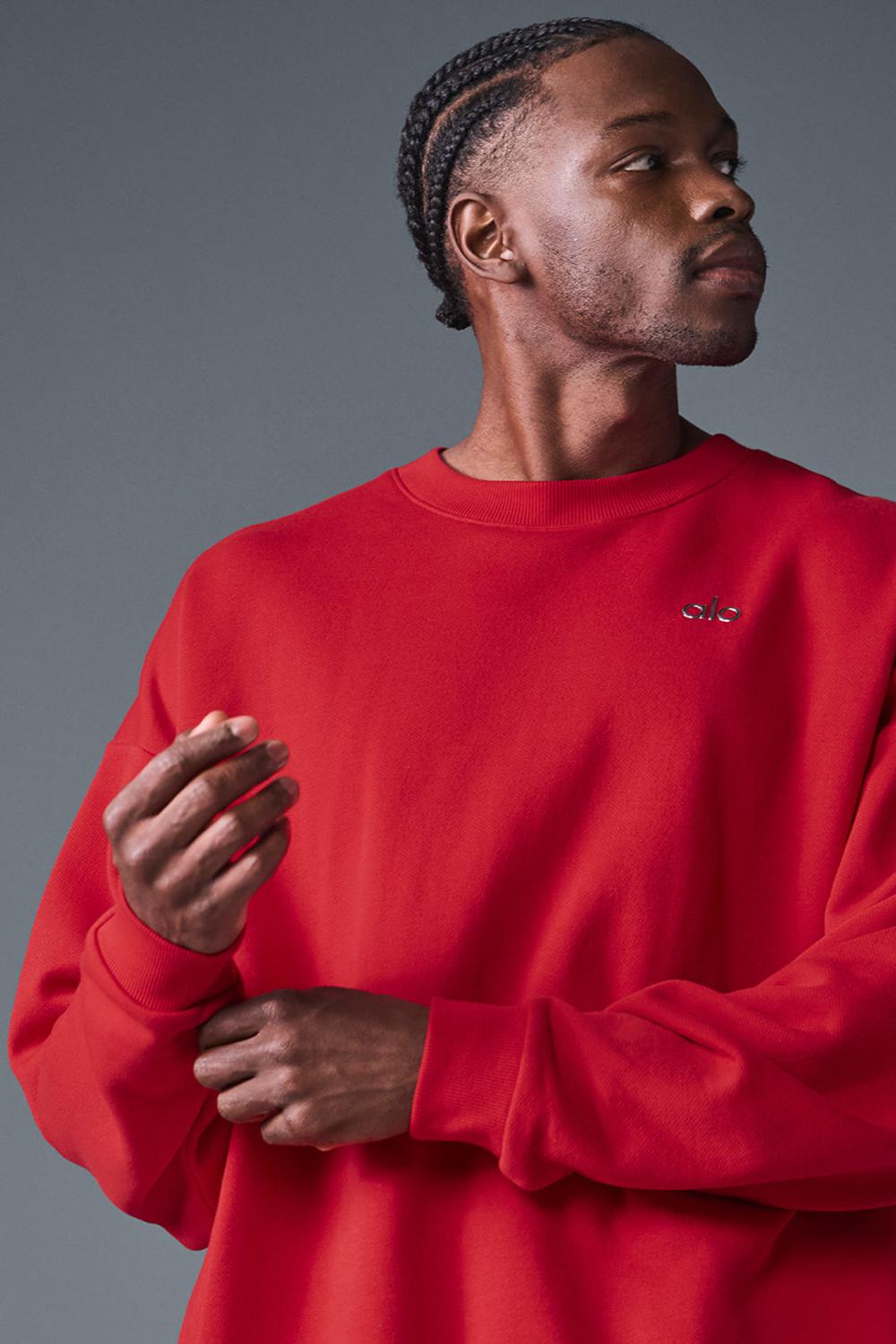 Alo Yoga Accolade Crew Neck Uomo Pullover Rosse | Italia  LAK-730194