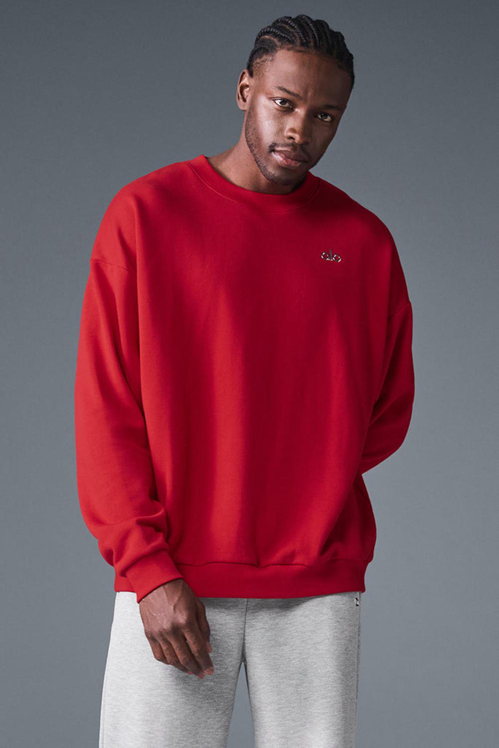 Alo Yoga Accolade Crew Neck Uomo Pullover Rosse | Italia  LAK-730194