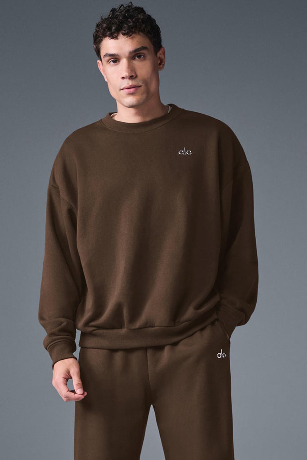 Alo Yoga Accolade Crew Neck Uomo Pullover Espresso | Italia  IDE-683015