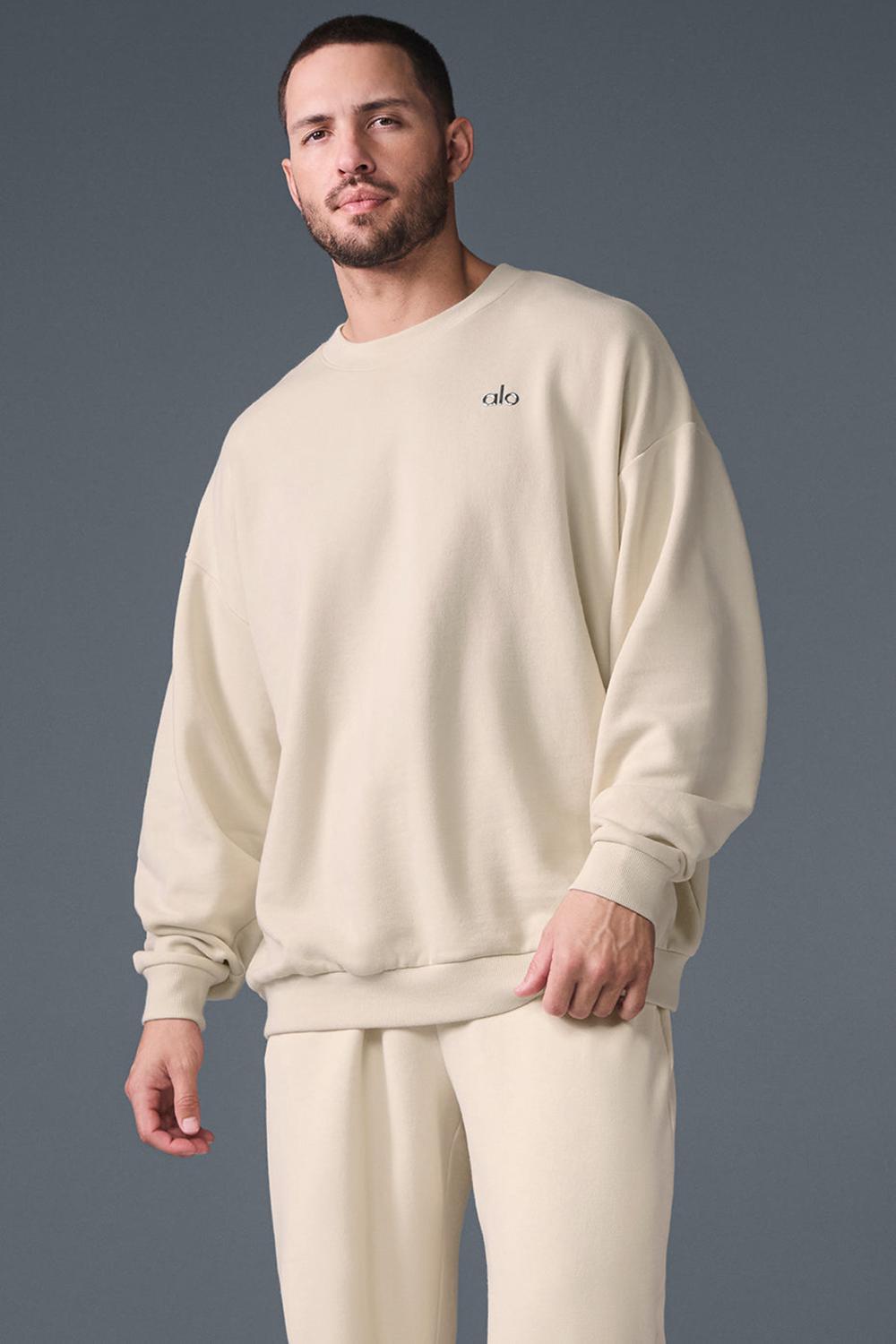 Alo Yoga Accolade Crew Neck Uomo Pullover Oat Milk | Italia  JCV-546270