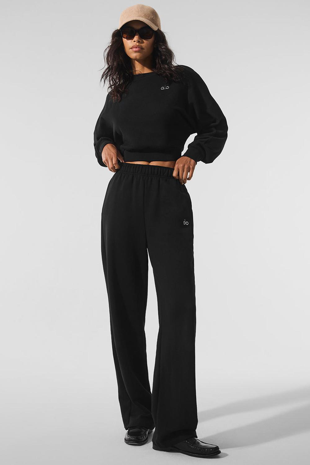 Alo Yoga Accolade Crewneck Donna Top Corti Nere | Italia  SRP-572381