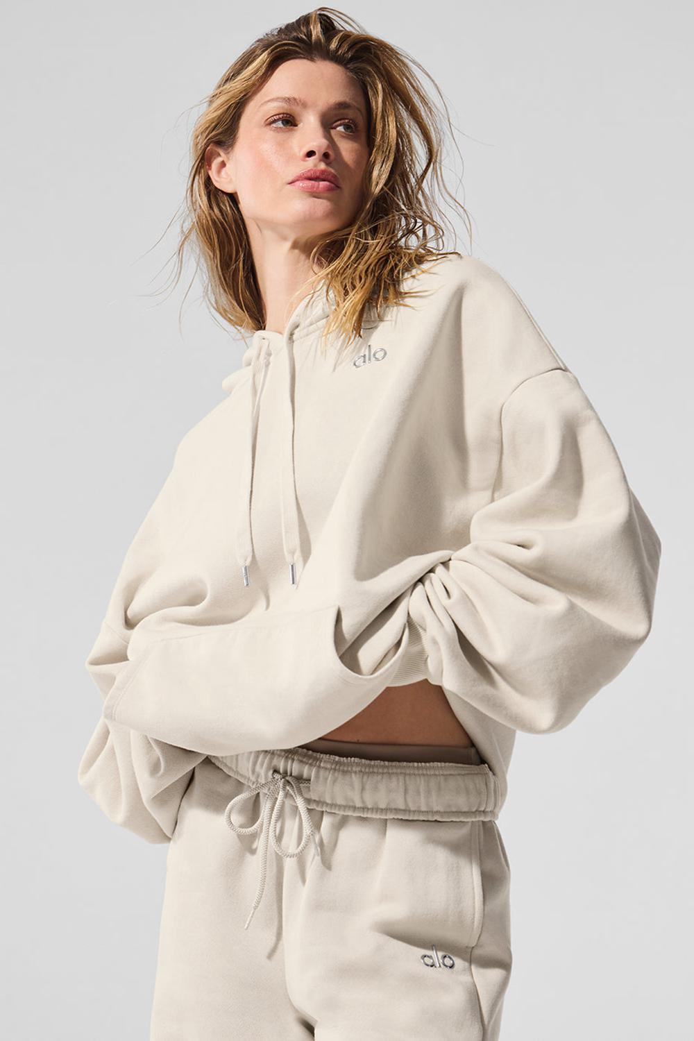 Alo Yoga Accolade Donna Felpa con Cappuccio Bone | Italia  ZEF-496378