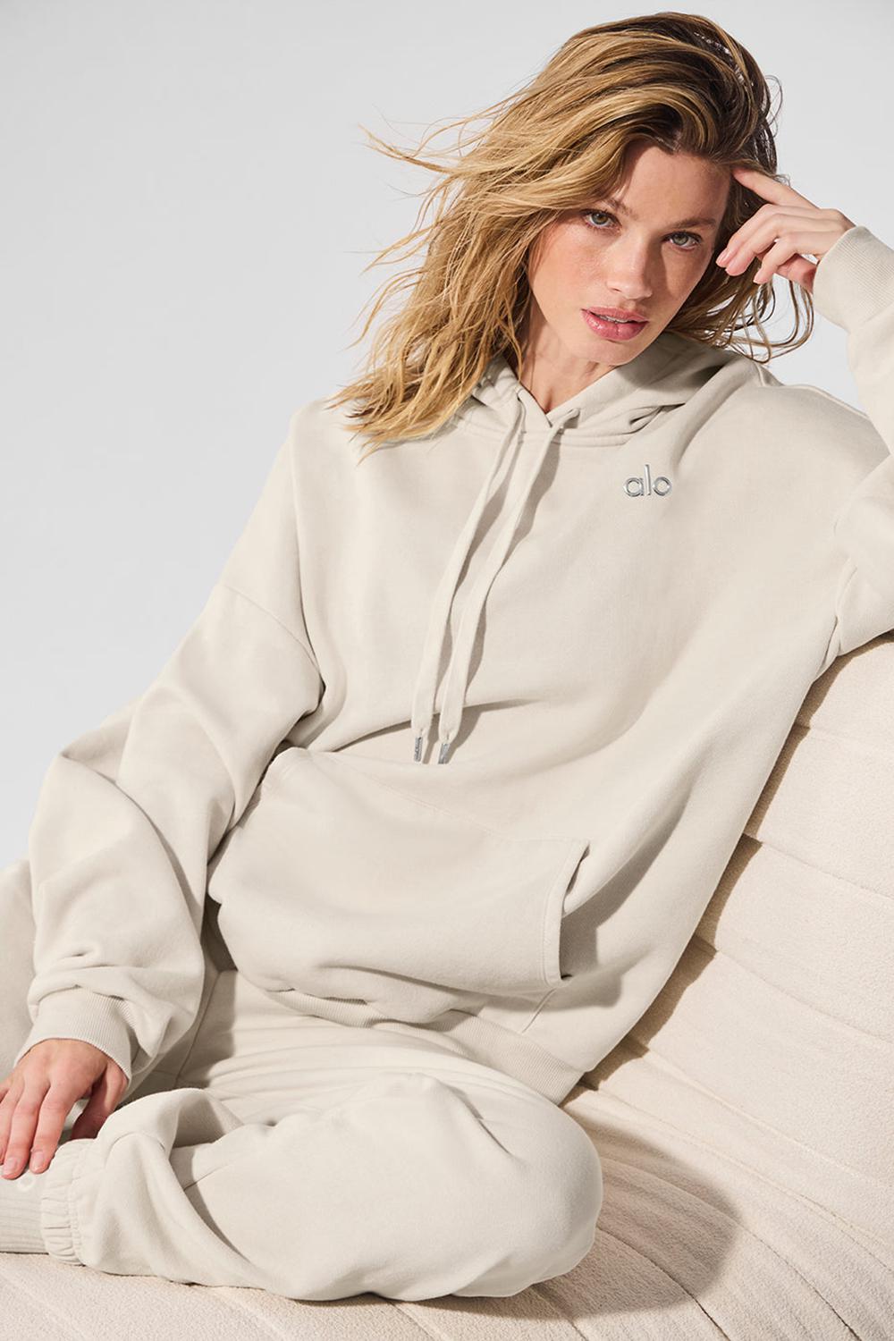 Alo Yoga Accolade Donna Felpa con Cappuccio Bone | Italia  ZEF-496378