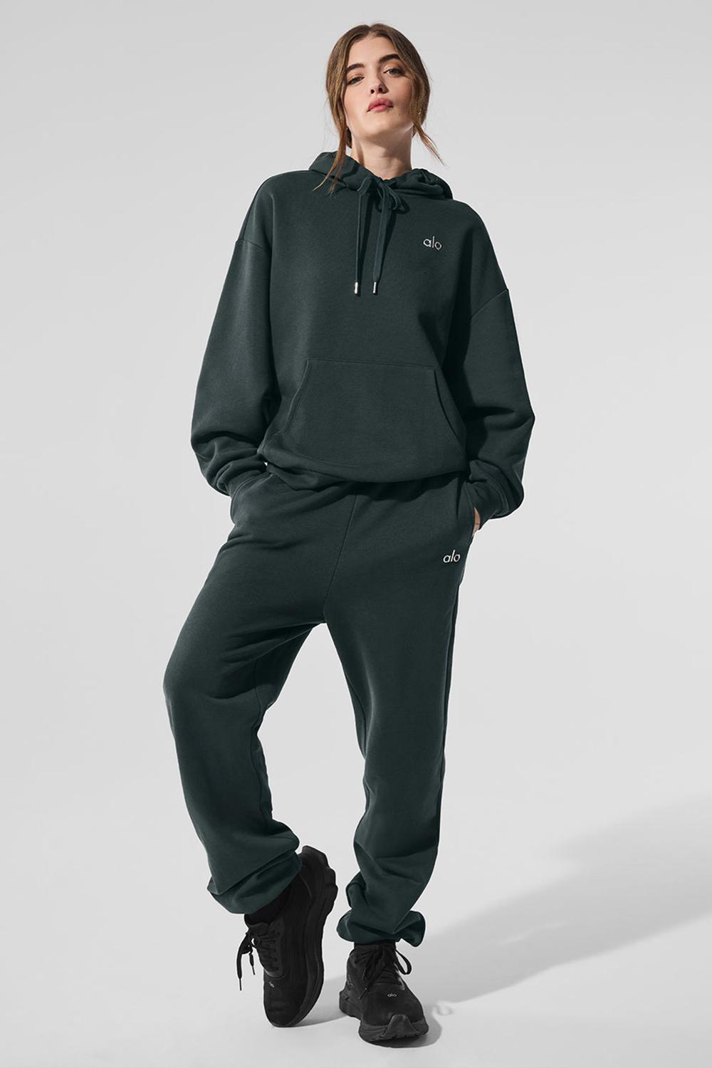 Alo Yoga Accolade Donna Felpa con Cappuccio Verdi | Italia  RTY-670421
