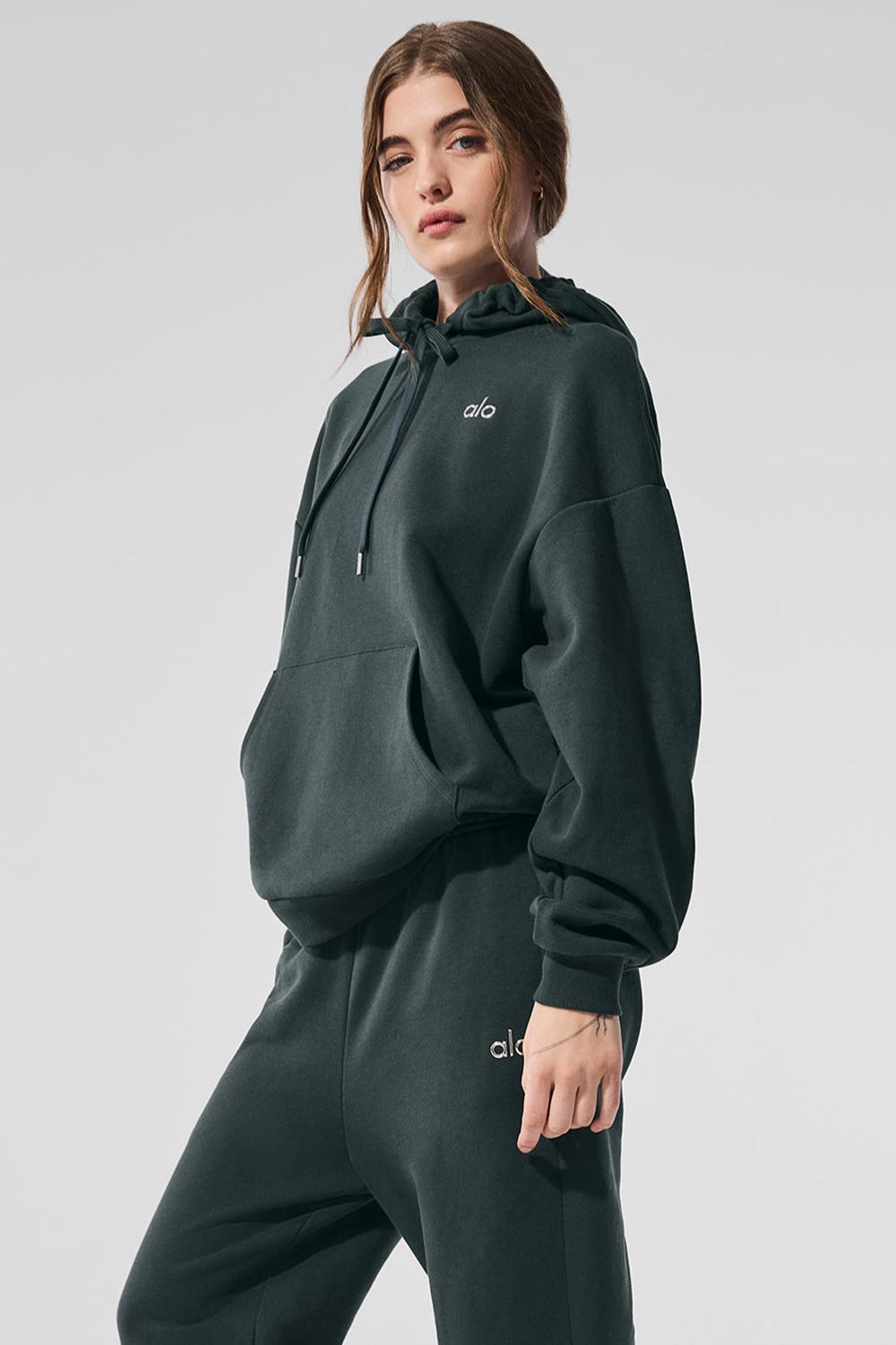 Alo Yoga Accolade Donna Felpa con Cappuccio Verdi | Italia  RTY-670421