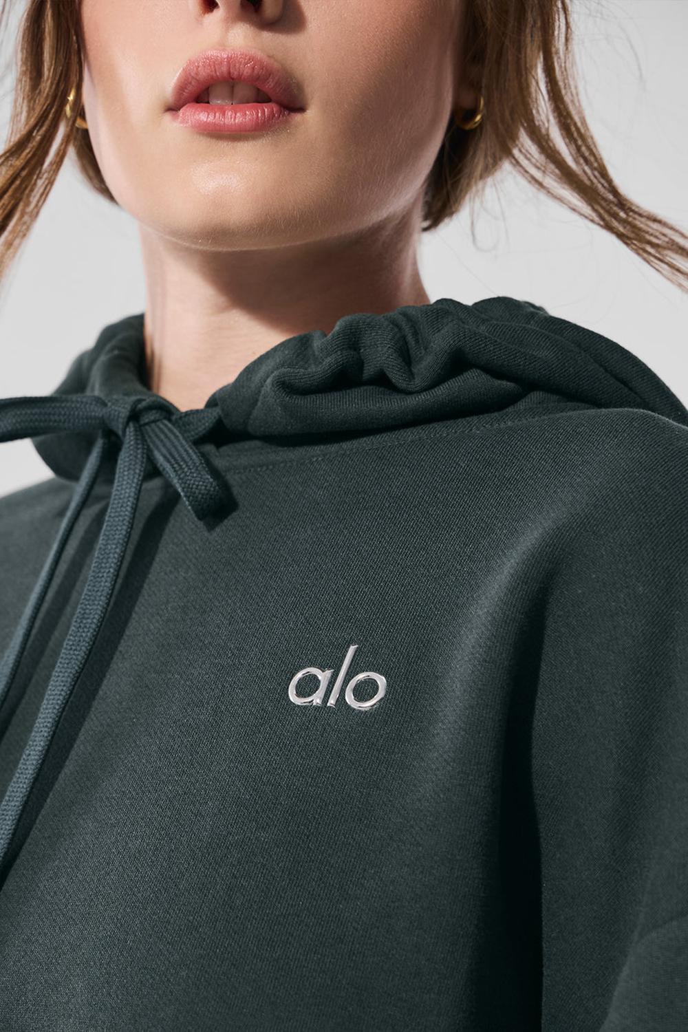 Alo Yoga Accolade Donna Felpa con Cappuccio Verdi | Italia  RTY-670421