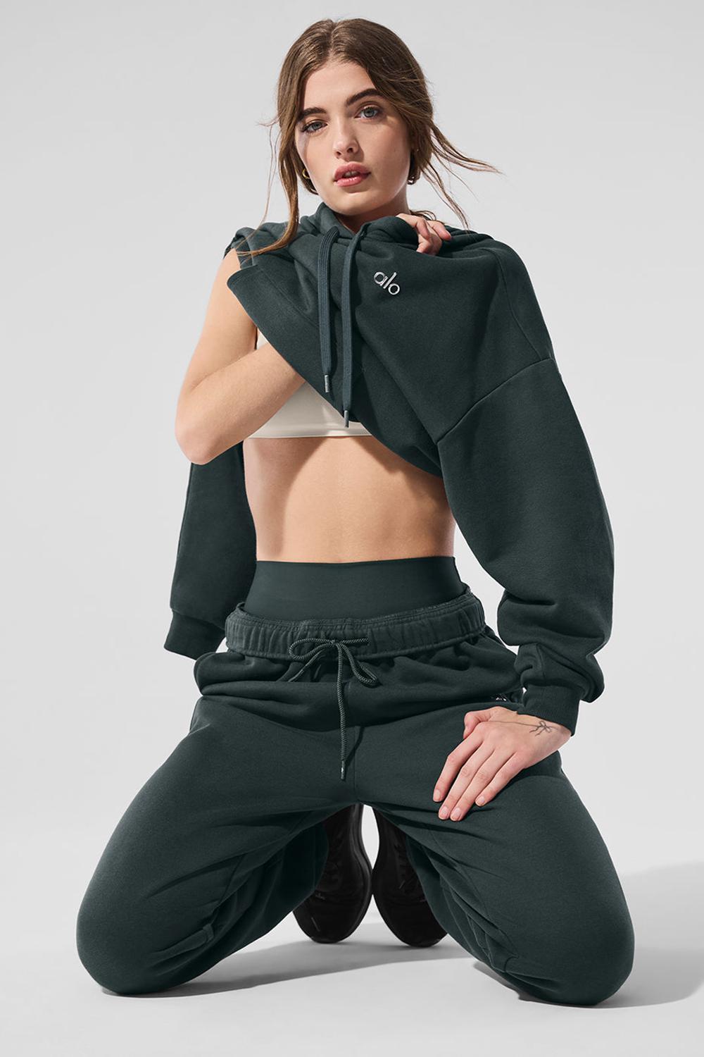 Alo Yoga Accolade Donna Felpa con Cappuccio Verdi | Italia  RTY-670421