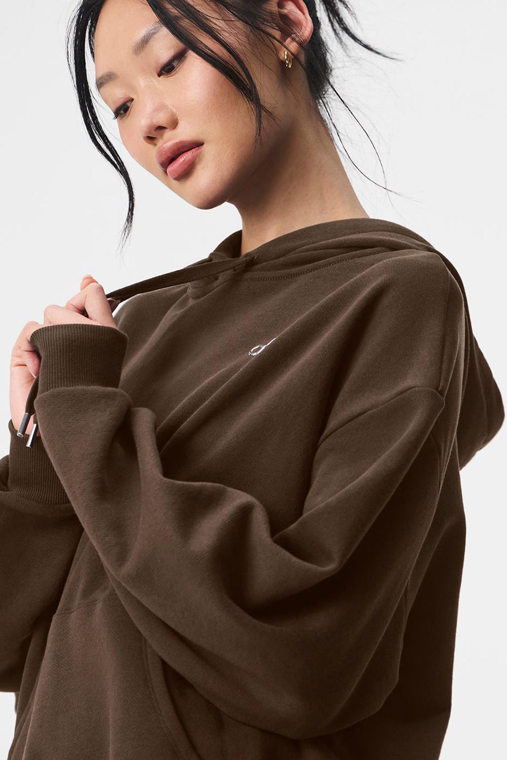 Alo Yoga Accolade Donna Felpa con Cappuccio Espresso | Italia  EHR-378621