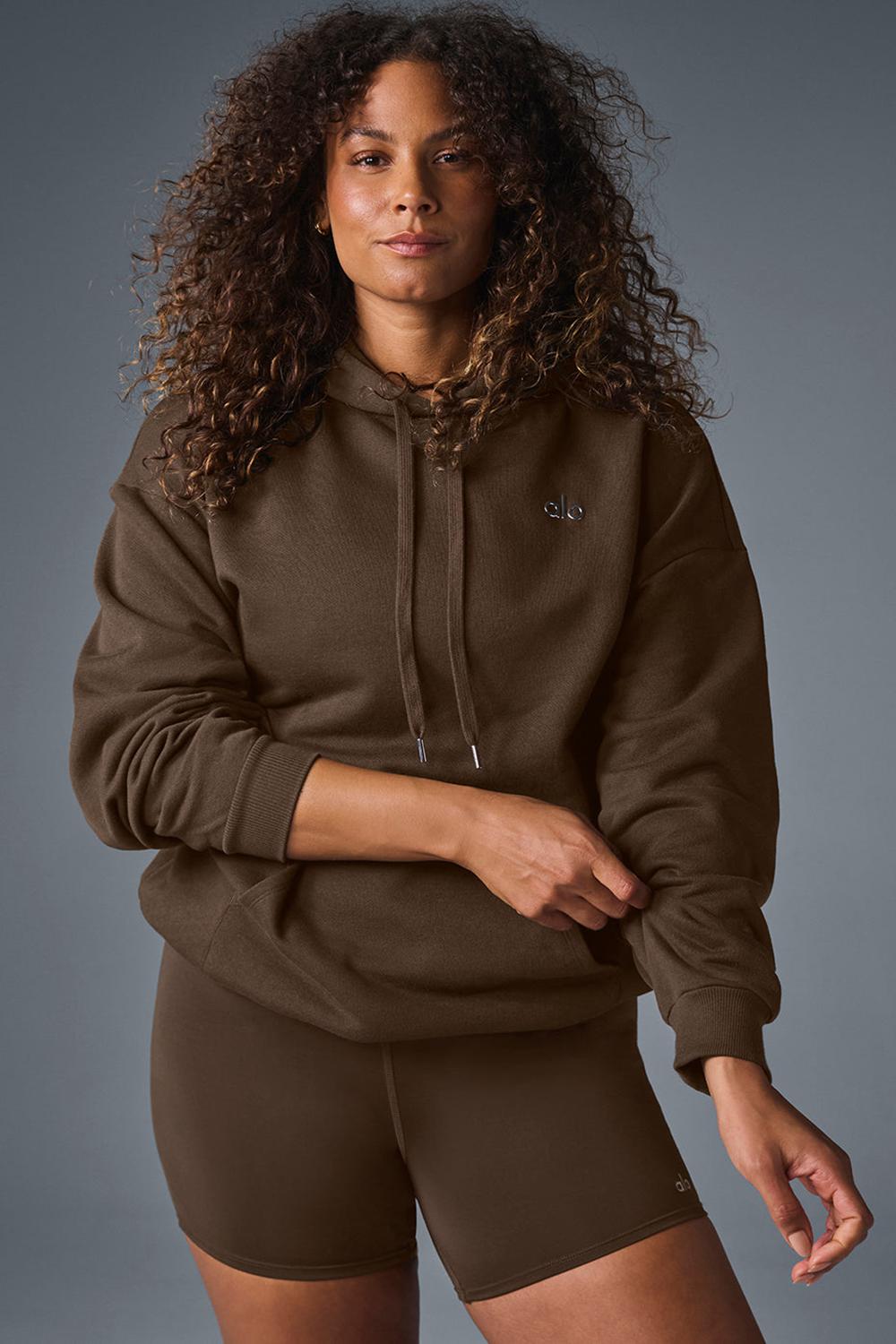 Alo Yoga Accolade Donna Felpa con Cappuccio Espresso | Italia  EHR-378621