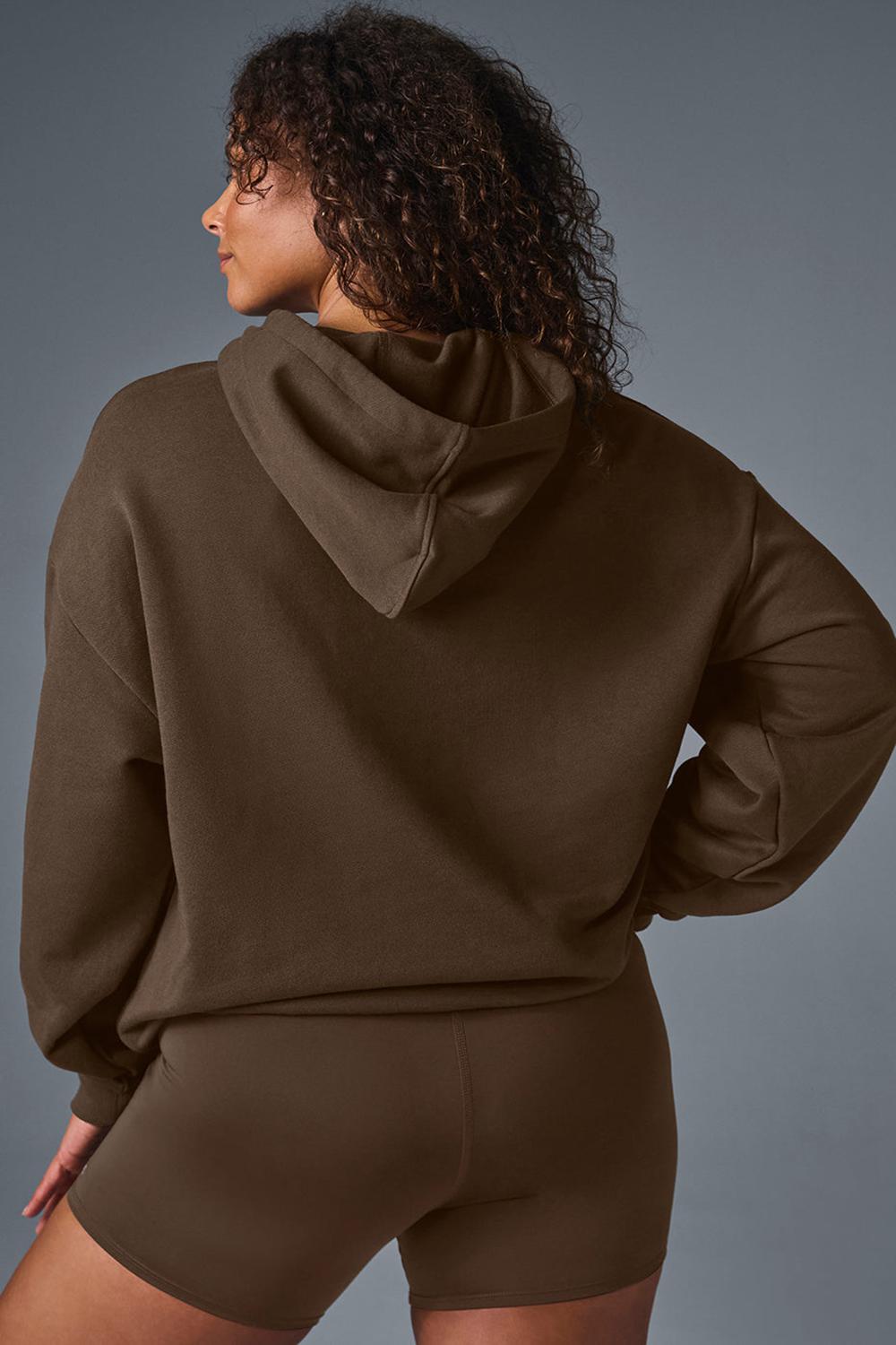 Alo Yoga Accolade Donna Felpa con Cappuccio Espresso | Italia  EHR-378621