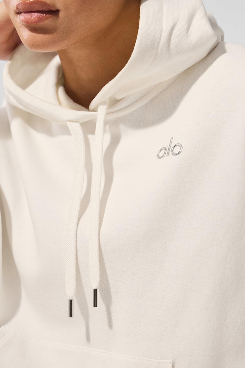 Alo Yoga Accolade Donna Felpa con Cappuccio Ivory | Italia  MZF-541028