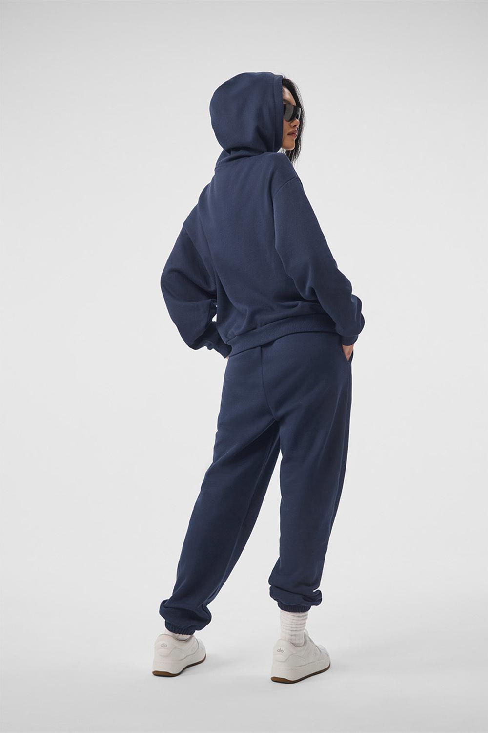 Alo Yoga Accolade Donna Felpa con Cappuccio Blu Marino | Italia  CND-468509