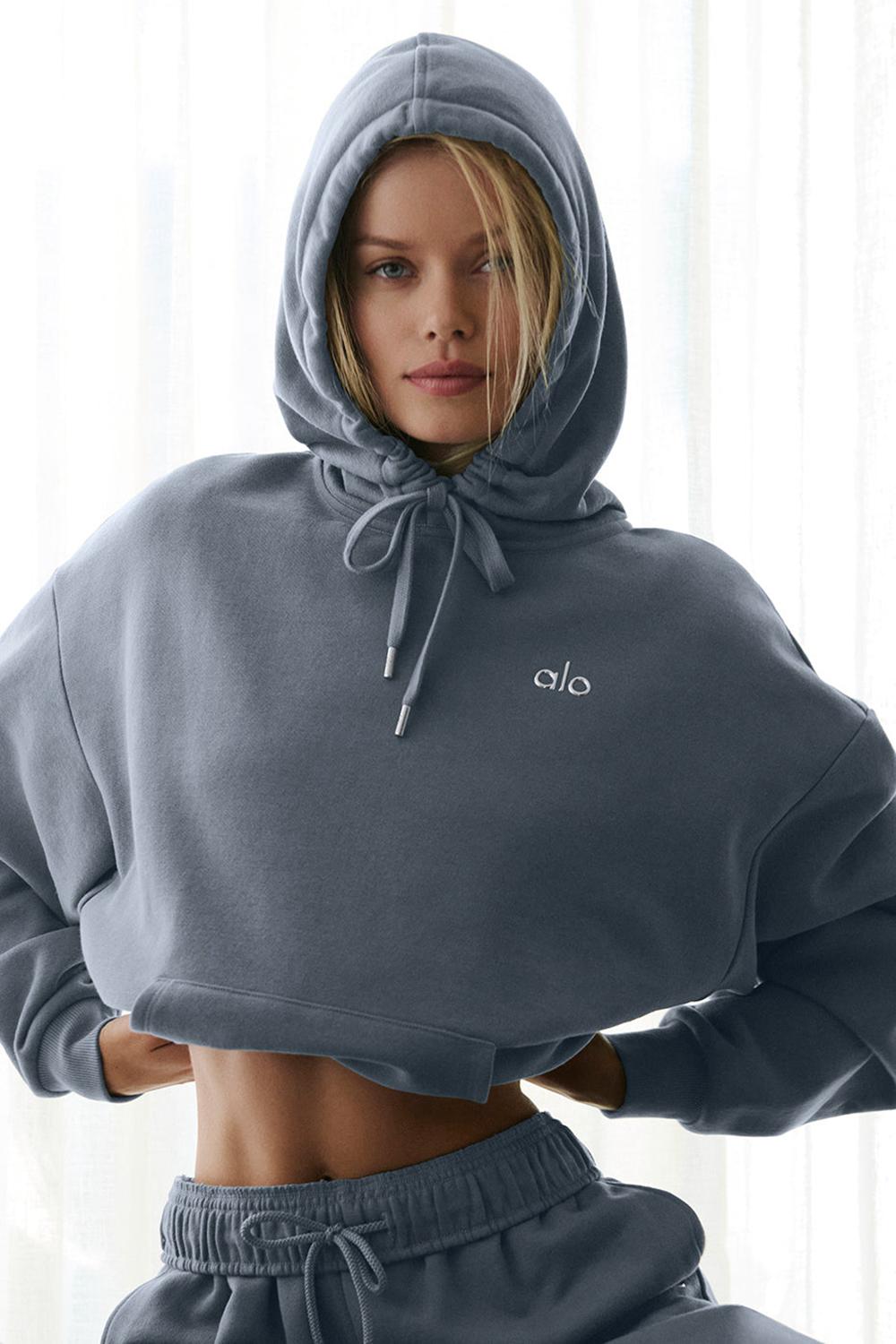 Alo Yoga Accolade Donna Felpa con Cappuccio Grigie | Italia  ZEA-975120