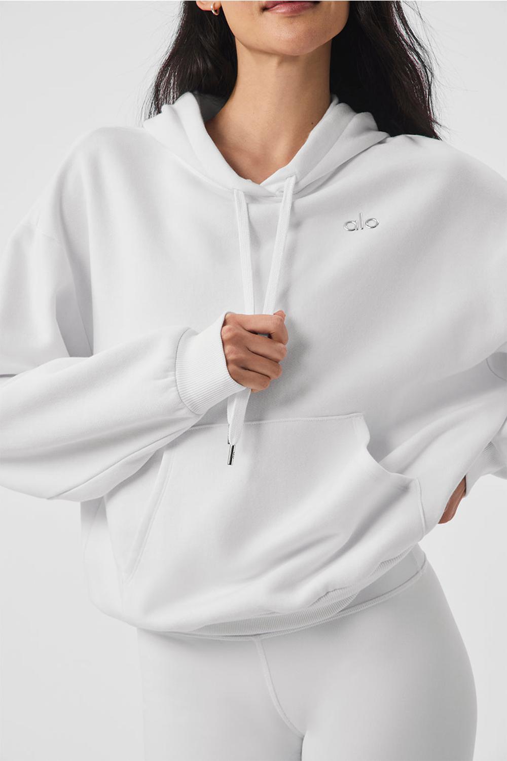 Alo Yoga Accolade Donna Felpa con Cappuccio Bianche | Italia  MOP-051278