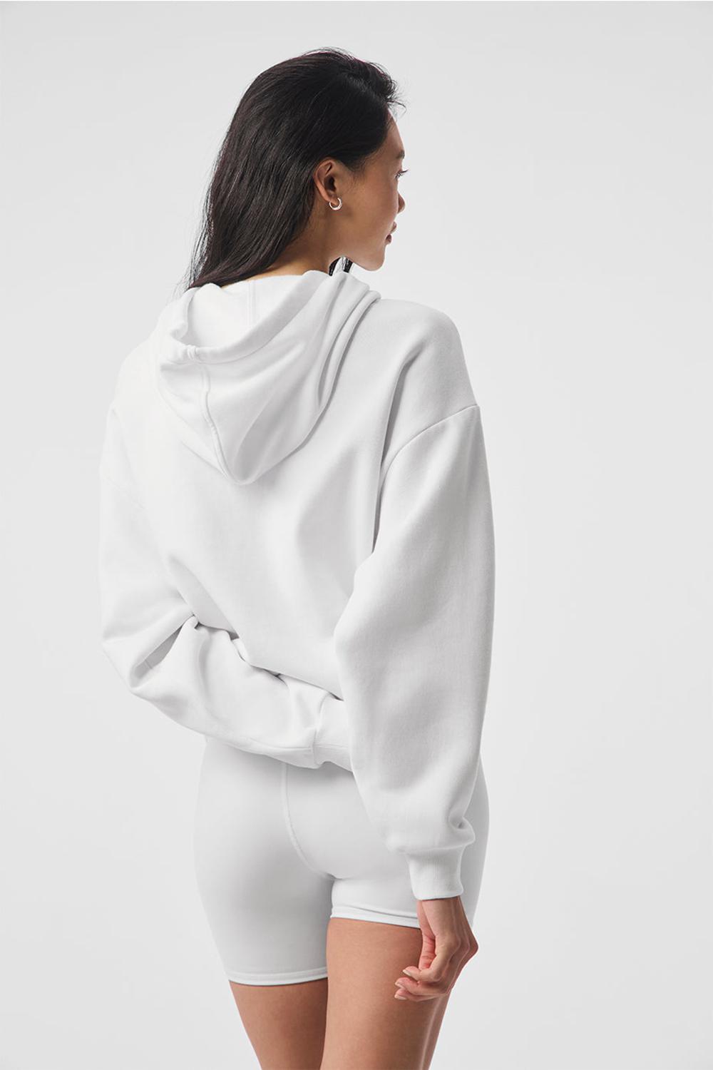 Alo Yoga Accolade Donna Felpa con Cappuccio Bianche | Italia  MOP-051278