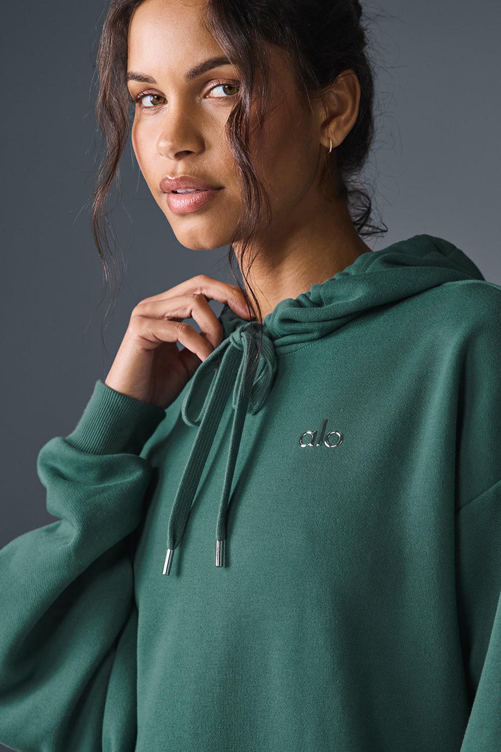 Alo Yoga Accolade Donna Felpa con Cappuccio Winter Ivy | Italia  UOK-983754