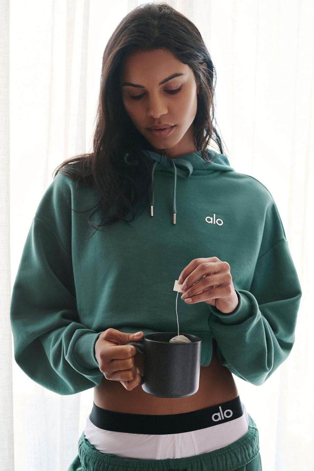 Alo Yoga Accolade Donna Felpa con Cappuccio Winter Ivy | Italia  UOK-983754