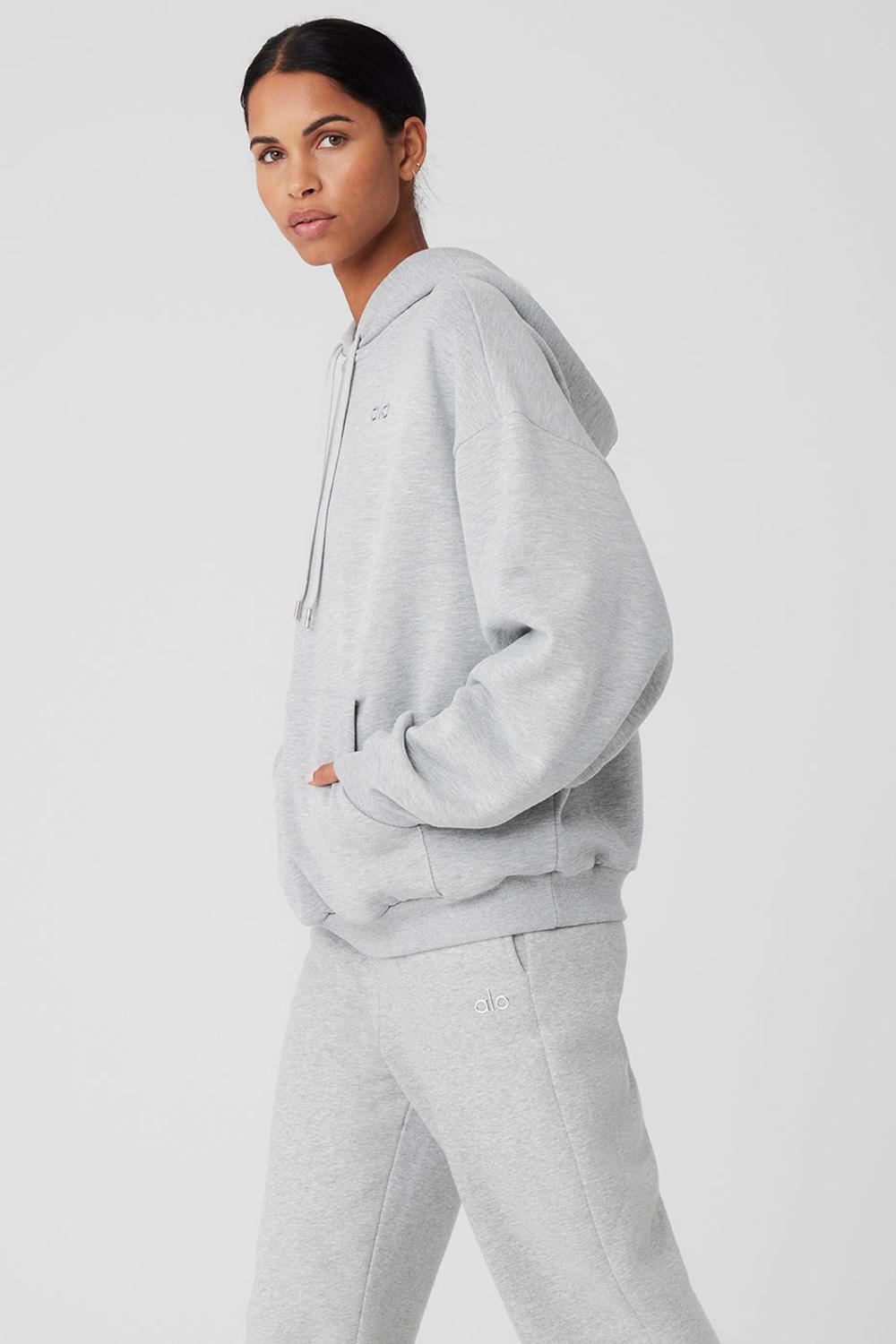 Alo Yoga Accolade Donna Felpa con Cappuccio Grigie | Italia  MSI-862135