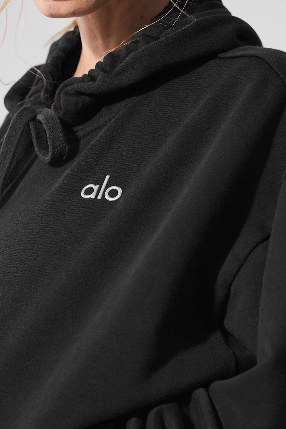 Alo Yoga Accolade Donna Felpa con Cappuccio Nere | Italia  QFA-743065