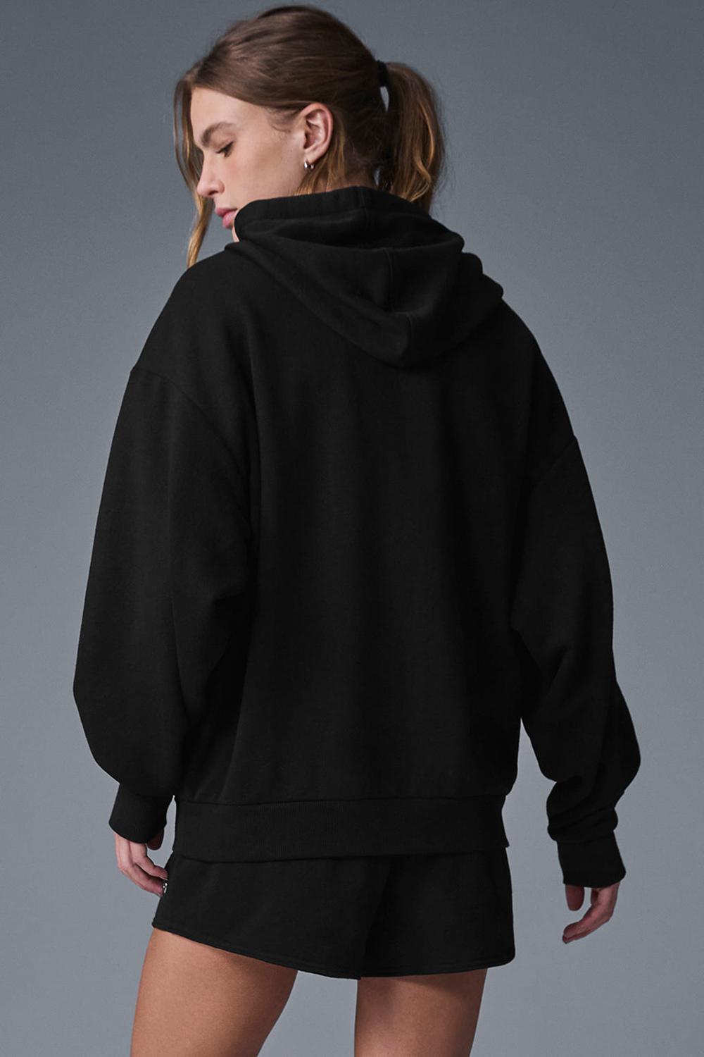 Alo Yoga Accolade Full Zip Donna Felpa con Cappuccio Nere | Italia  LZB-417568