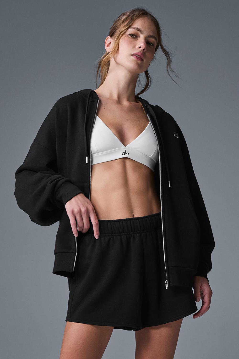 Alo Yoga Accolade Full Zip Donna Felpa con Cappuccio Nere | Italia  LZB-417568