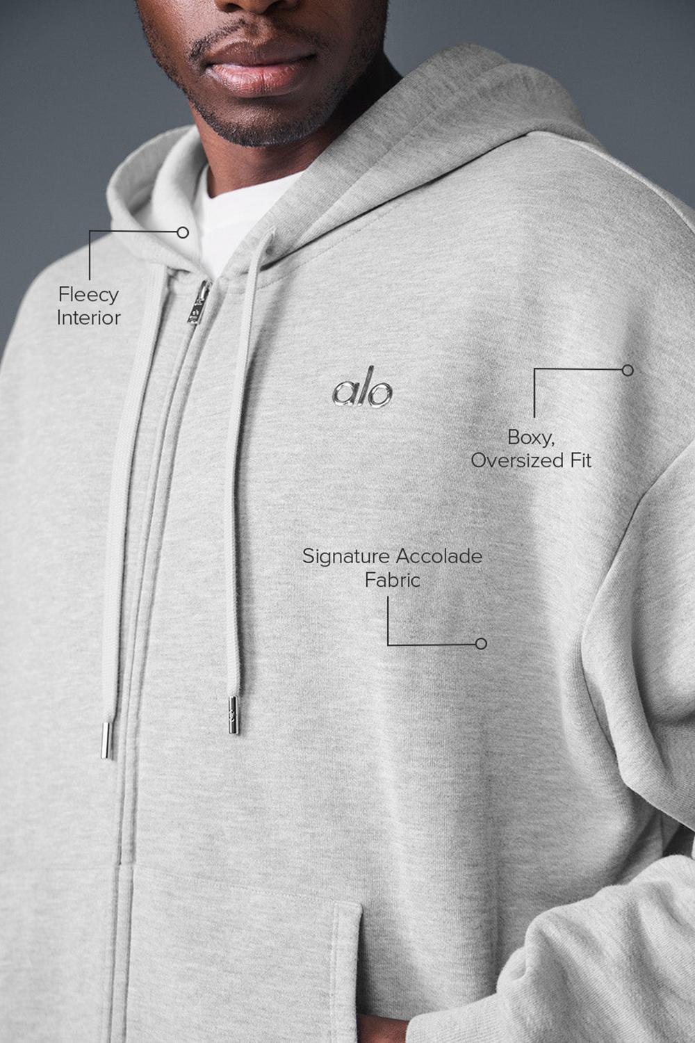 Alo Yoga Accolade Full Zip Uomo Felpa con Cappuccio Grigie | Italia  DFX-983621