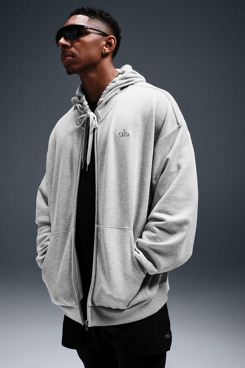 Alo Yoga Accolade Full Zip Uomo Felpa con Cappuccio Grigie | Italia  DFX-983621