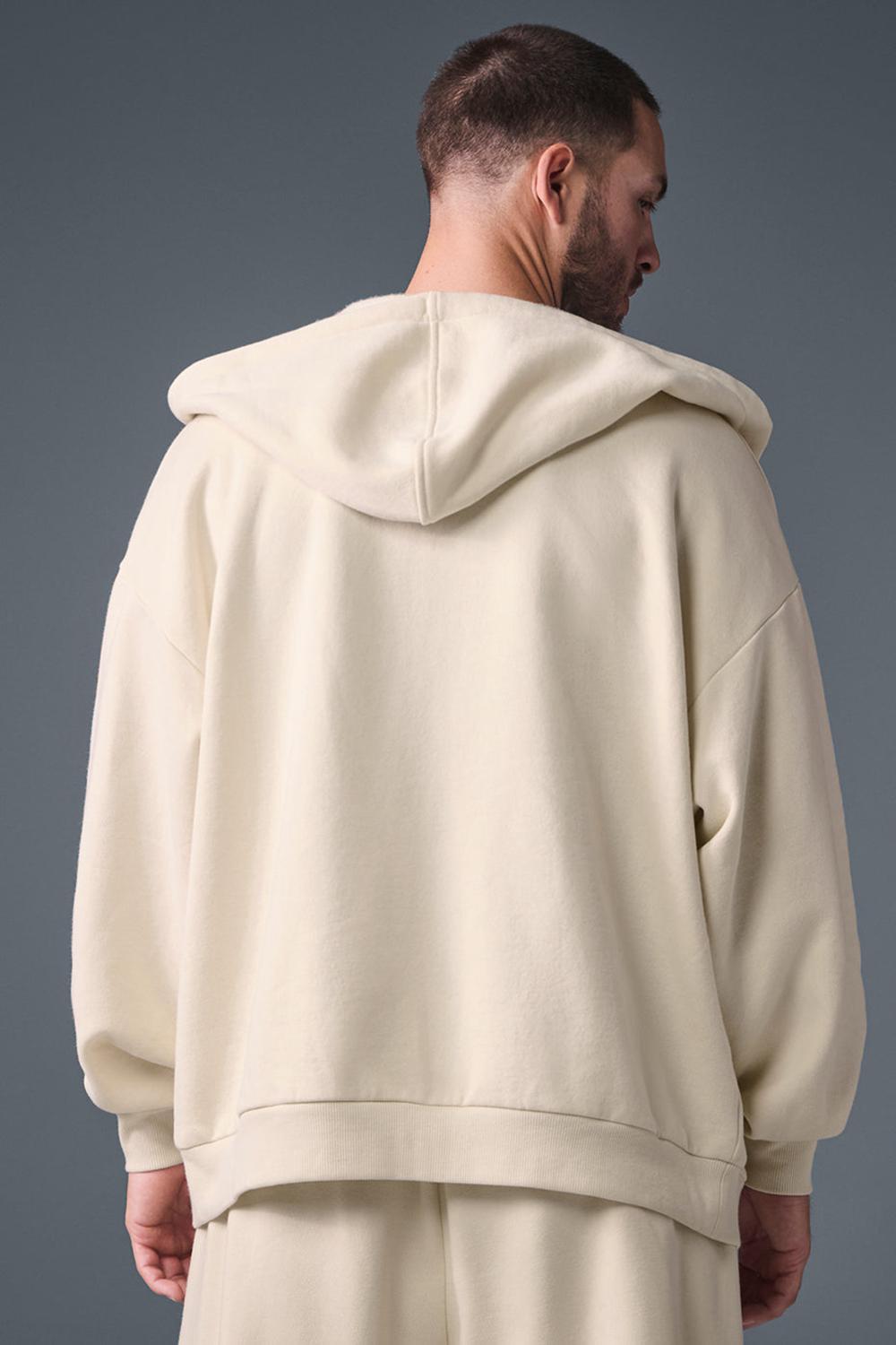 Alo Yoga Accolade Full Zip Uomo Felpa con Cappuccio Oat Milk | Italia  RGF-105672